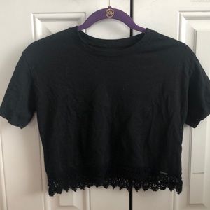 Black hollister crop top with lace